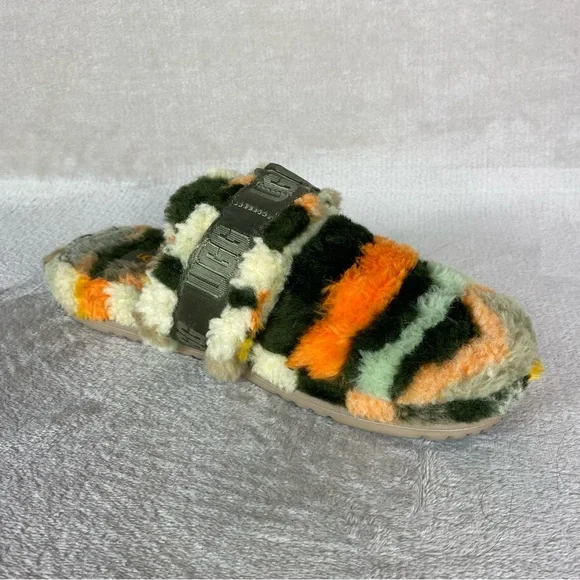 UGG Fluff It Cali Collage Slippers Shoes Mens Size 10 Green Camo Clog Adjustable - Picture 6 of 10